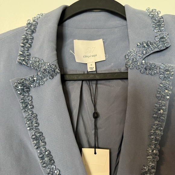 Cinq a Sept Kayden Beaded Blazer NEW Jacket Women's Size 0 $697 Blue Slate NWT - Picture 11 of 11